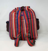 Madras Stripe Drawstring Ghery Back Pack w/Flap and Button Pockets