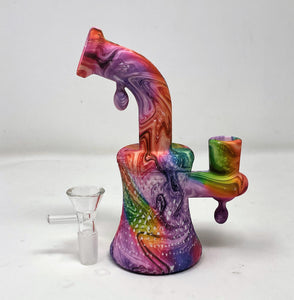 Beautiful Multi Color Swirl Design Silicone Detachable Bong