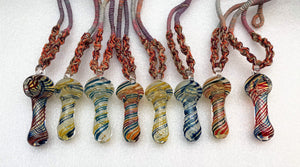 Hemp Necklace with Fumed Glass 3" Hand Spoon Pipe Bowl Unisex