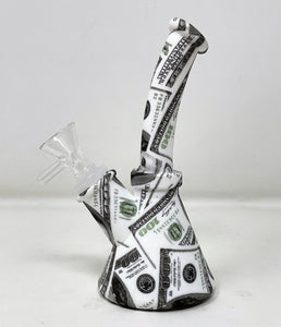 Best Thick Silicone Detachable Unbreakable 6" Beaker Bong Paper Money Design