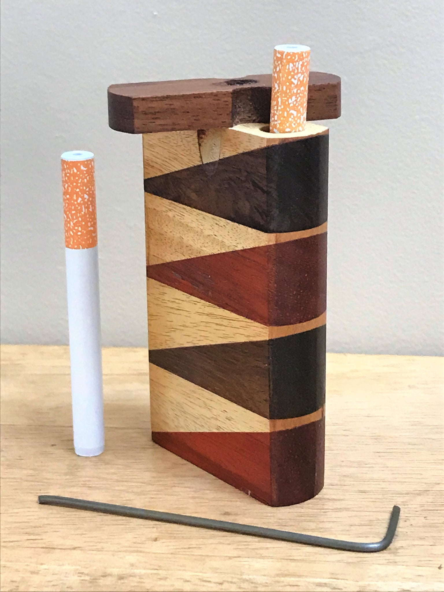 tobacco dugout Wooden Set, Teak Wood, Teak Smoking Kit Slider lid Wood Dugout w/ Horizon Woodworked