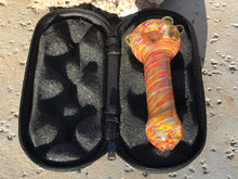 New Thick Glass 4.5" Spoon Handmade Hand Pipe in Multi Color Twist Zipper Padded Case
