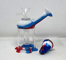 Mini 4.5" Silicone & Glass Bong 14/18mm Dual use Silicone Bowl + Glass Bowl