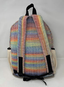 Rainbow Colors Beautiful Large Pure Hemp Multi Pocket Backpack