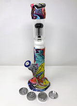 15" Silicone Detachable Bong 8arm Tree Perc Cool Graphic Design 4 Part Grinder