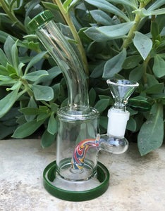 Best! 6" Water Rig with Colored Shower Perc 14mm Herb Bowl - Sage