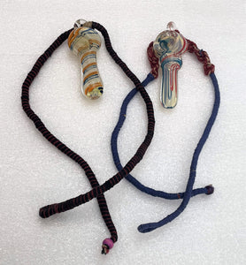 Natural Hemp Necklace with Functional 3" Glass Hand Pipe (2 Pack)