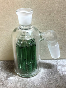 18mm Male Thick Glass Ash Catcher 8 Green Arm Glass Tree Perc