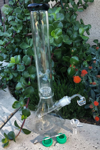 16" Beaker Bong, Thick Glass Shower & Dome Perc w/Ice Catcher, Quartz Banger & Jade Silicon Container
