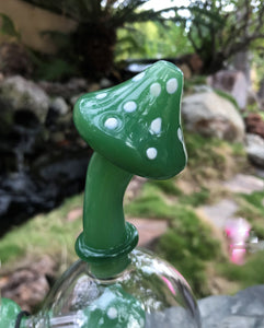 8" Thick Glass Rig w/4 Different Colors of Mushroom Design(Inside) + 2 - 14mm Bowls
