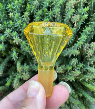 Yellow Thick Glass Funnel Shape 14mm Male Slide Herb Large Bowl