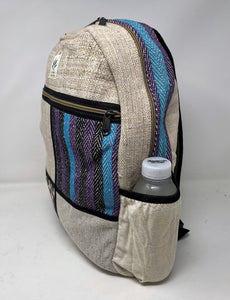 Unisex Large 100% Hemp and Natural Woven Cotton Backpack