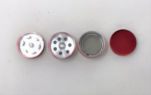 Herb Grinder 1.25 Inch Grinder with Pollen Catcher and Magnetic Lid 4 Piece Red
