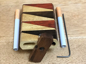 The Best 4" Wood Tobacco Dugout/Stash Box with 2 Aluminum Bats & Cleaning Tool - Shuffleboard Pattern
