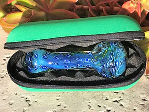 5" Thick Glass Best Spoon Hand Pipe with Zipper Padded Hard Case - Last One!