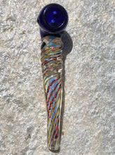 Awesome! 7" Thick Fumed Glass Sherlock Hand Pipe with Swirl Glass Blue Bowl
