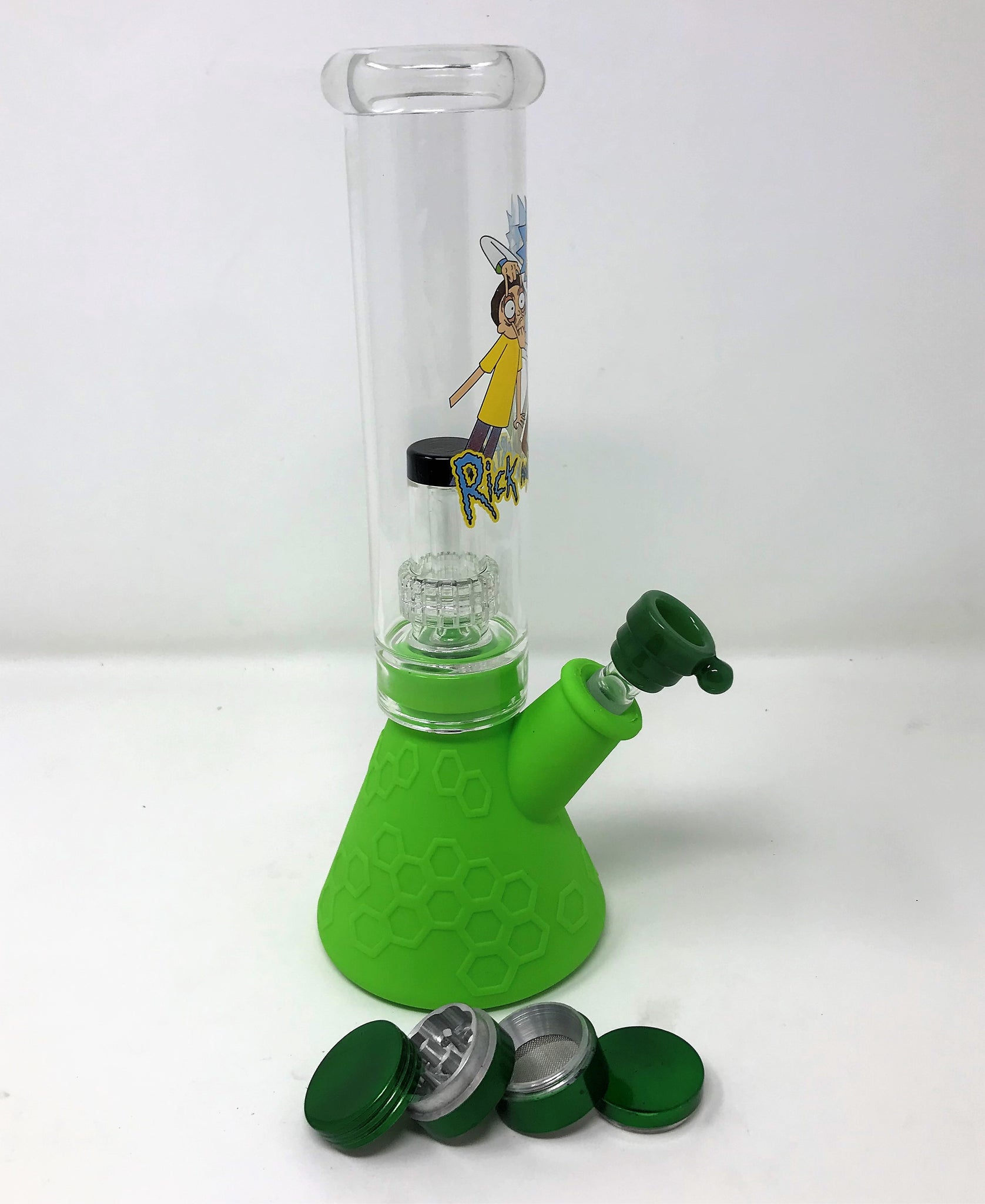 Collectible 10 Green Silicone & Glass Beaker Bong Shower Perc in Rick