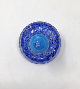 Handmade Thick Glass Blue-on-Blue Carb Cap with Accents