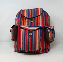 Madras Stripe Drawstring Ghery Back Pack w/Flap and Button Pockets