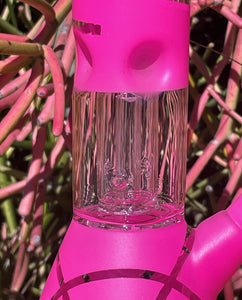 Pretty Pink Design 8" Beaker Bong Dome Perc Glass Slide in Stem w/Bowl