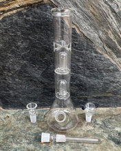 Best Thick Glass 12" Beaker Bong with Double Dome Perc and 2-Bowls - All Clear Ice