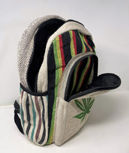 All Natural Handmade Pure Hemp Backpack with LapTop Sleeve inside - Marijuana Leaf Design