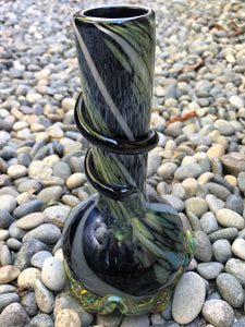 Best 9" Thick Soft Glass Water Bong, 2 Downstem w/Bowls & Cool Lighter Leash - Grey Slate