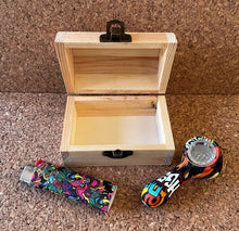 Mini Wood Stash Box with 3" Silicone Hand Pipe & Bic Lighter