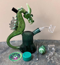 Collectible 7" Thick Green Glass Dragon Rig includes 2 Quartz Bangers + Xtras
