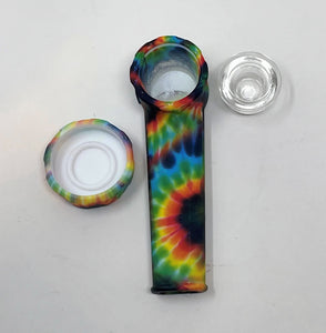 Tie Dye Thick Silicone 3.5" Hand Pipe with Cap