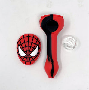 4.5" Spidey-Man Collectible Silicone & Unbreakable Hand Pipe w/Glass Bowl