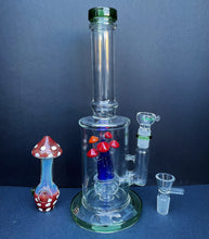 Collectible 11.5" Best Glass Rig w/Red & Orange Mushrooms inside & Xtras