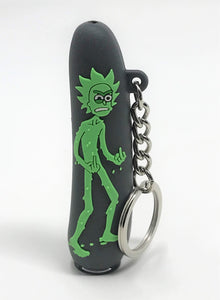 Best! 3" Silicone Chillum One Hitter with Rick & Morty Design Key Chain