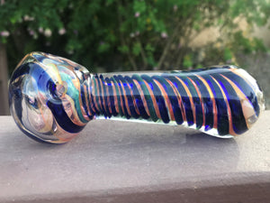 Best 4.5" Handmade thick Glass Smoking Pipe with Swirl colors in Handle - Volo Smoke and Vape