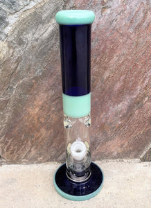 14" Straight Neck Thick Glass Water Bong includes 14mm Male Funnel Bowl - Peace & Serenity