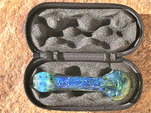 Best 5" Thick Glass Handmade Spoon Pipe with Zipper Padded Hard Case