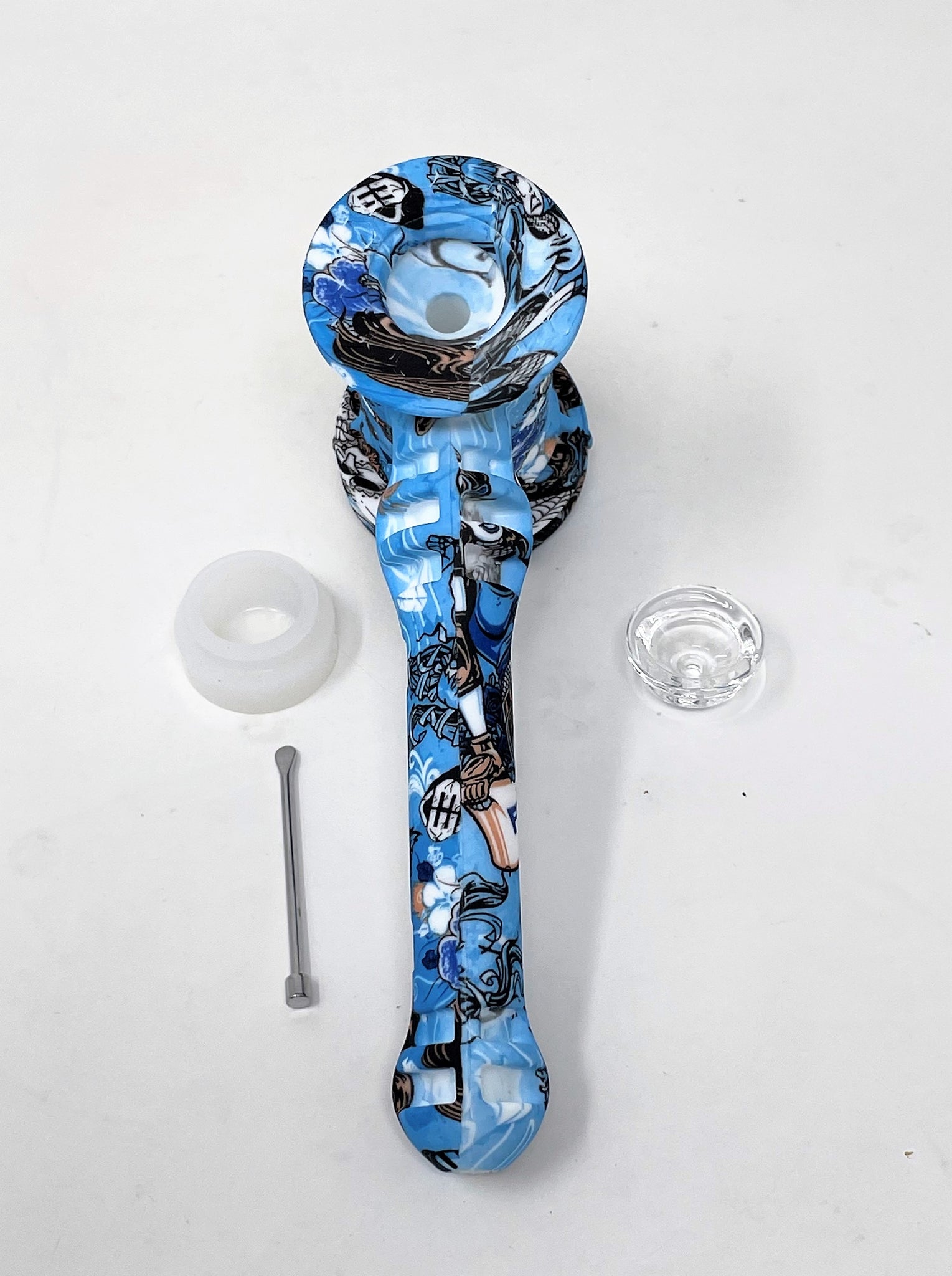 7 Hammer Silicone Bubbler Hand Pipe with Glass Bowl