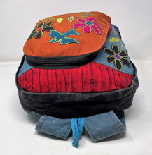 Large Cotton Backpack Happy Flower & Birds Applique