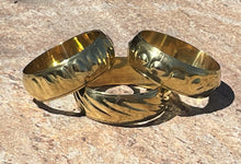3 - Costume Brass Embossed Design Bangle Wide Bracelets + 1 FREE