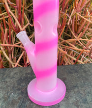 Pink Swirl 12" Thick Glass Straight Bong Slide in stem with Bowl