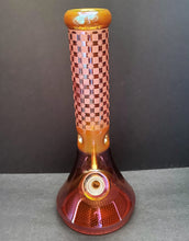 Beautiful Shimmering Thick Amber Glass13" Beaker Bong w/Diamond Amber Bowl