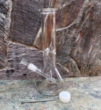 Best Thick Clear Glass 12" Beaker Bong includes Quartz Banger, Tool, Silicon Container & Bowl - All Clear