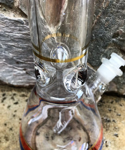 13" Beautiful Color Rings, Beaker Bong Thick Glass w/Ice Catchers & 2 - 14mm Bowls - Cobalt Rainbow