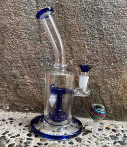 Awesome! Thick Glass 9.5" Rig Shower Perc. 2 - 14mm Bowls - Blu on You