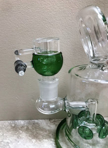 Awesome! Thick Glass 5 Shower Percolators 9" Rig 18mm Honey Bucket w/Cap Tool - Dk Green