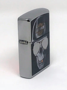 Harley-Davidson Motor Cycles Logo - Edgy Skull Design - Indoor Outdoor Windproof Zippo Lighter
