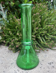 Best Thick Transparent Green Glass 8" Beaker Bong 2 - 14mm Slide Herb Bowls