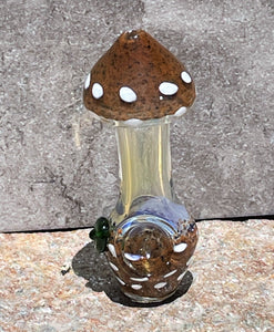 Collectible 4.5" Fumed Glass Handmade Mushroom Hand Pipe - Latte