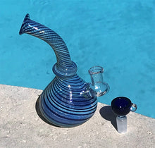 Blue Swirl 6" Water Rig Fumed Thick Glass 14mm Bowl