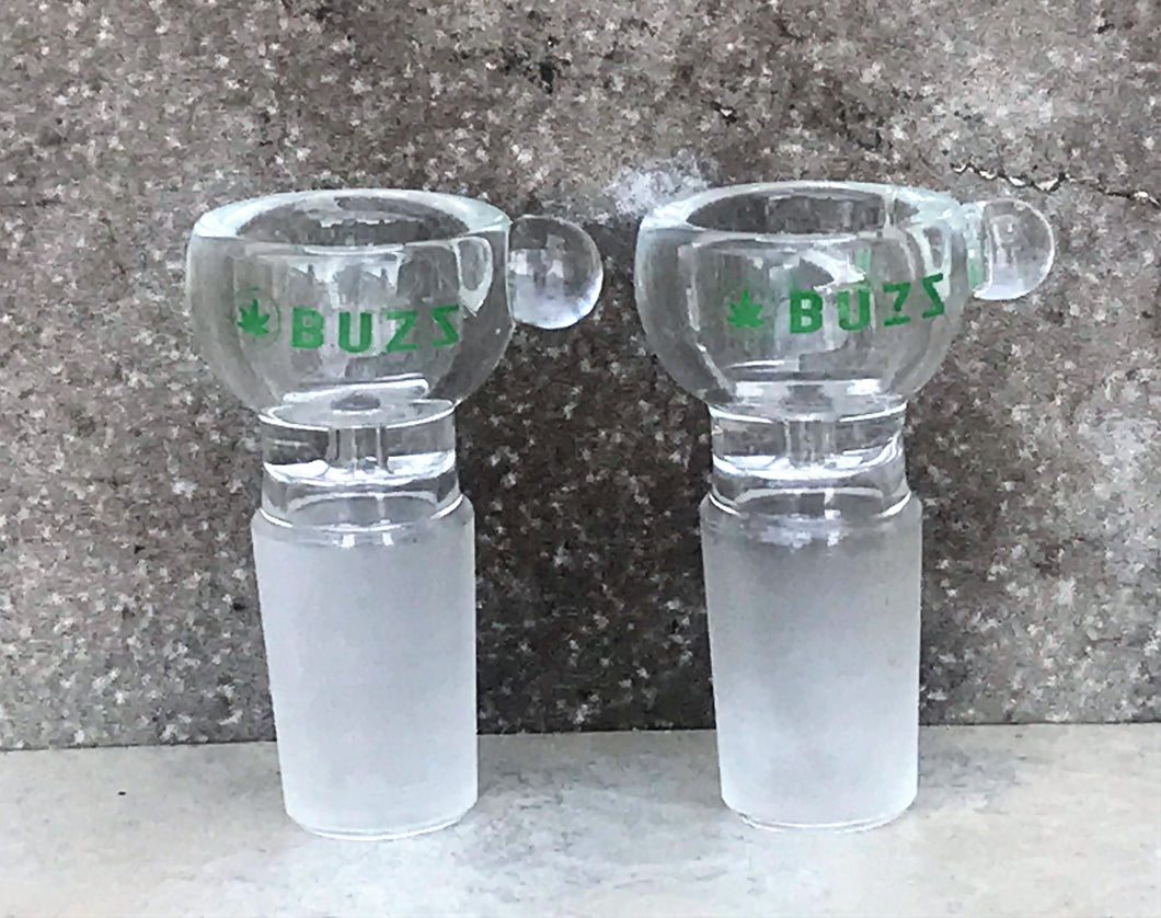 18mm Male Thick Glass Slide Bowl - BUZZ in Green(2 pack)